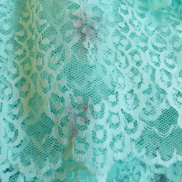 Stretch Embroidery Lace Trim aqua 10.5" wide Scalloped Filet 9.72 yards - Picture 5 of 6